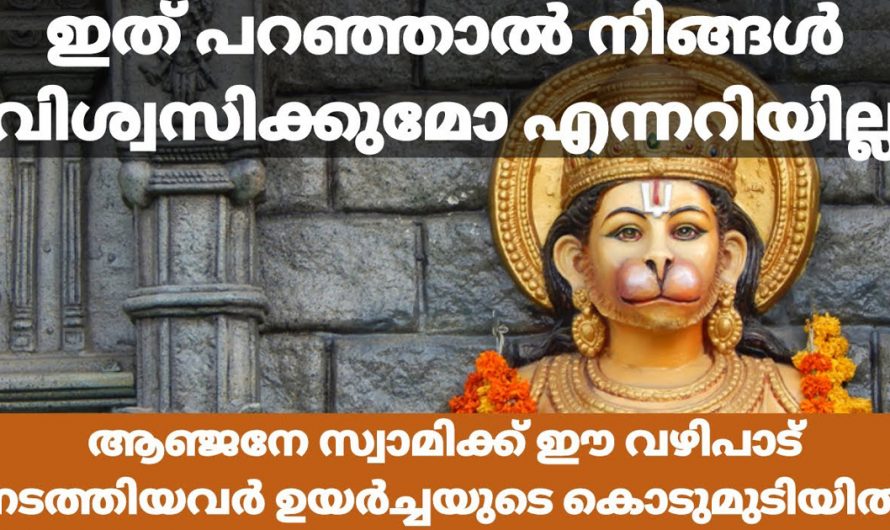 ഹനുമാൻ സ്വാമിക്ക് ഈ വഴിപാട് നടത്തിയവർ ഉയർന്നിട്ടേയുള്ളൂ. മുടങ്ങാതെ ഈ വഴിപാട് നിങ്ങളും ചെയ്യൂ.