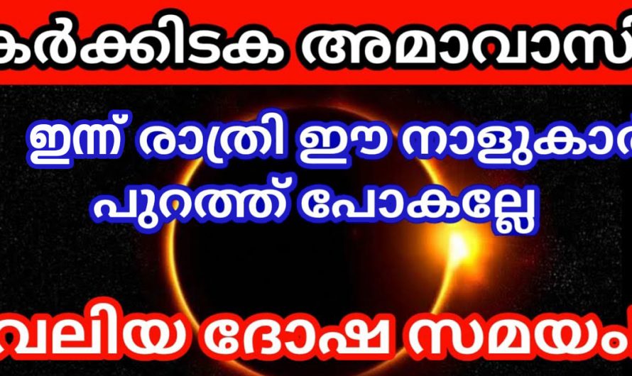 ഇന്ന് കർക്കിടക അമാവാസി. ഈ പറയുന്ന നക്ഷത്രക്കാർ ഇന്ന് പുറത്തു പോകല്ലേ. ഈ സമയം വലിയ ദോഷമായിരിക്കും.